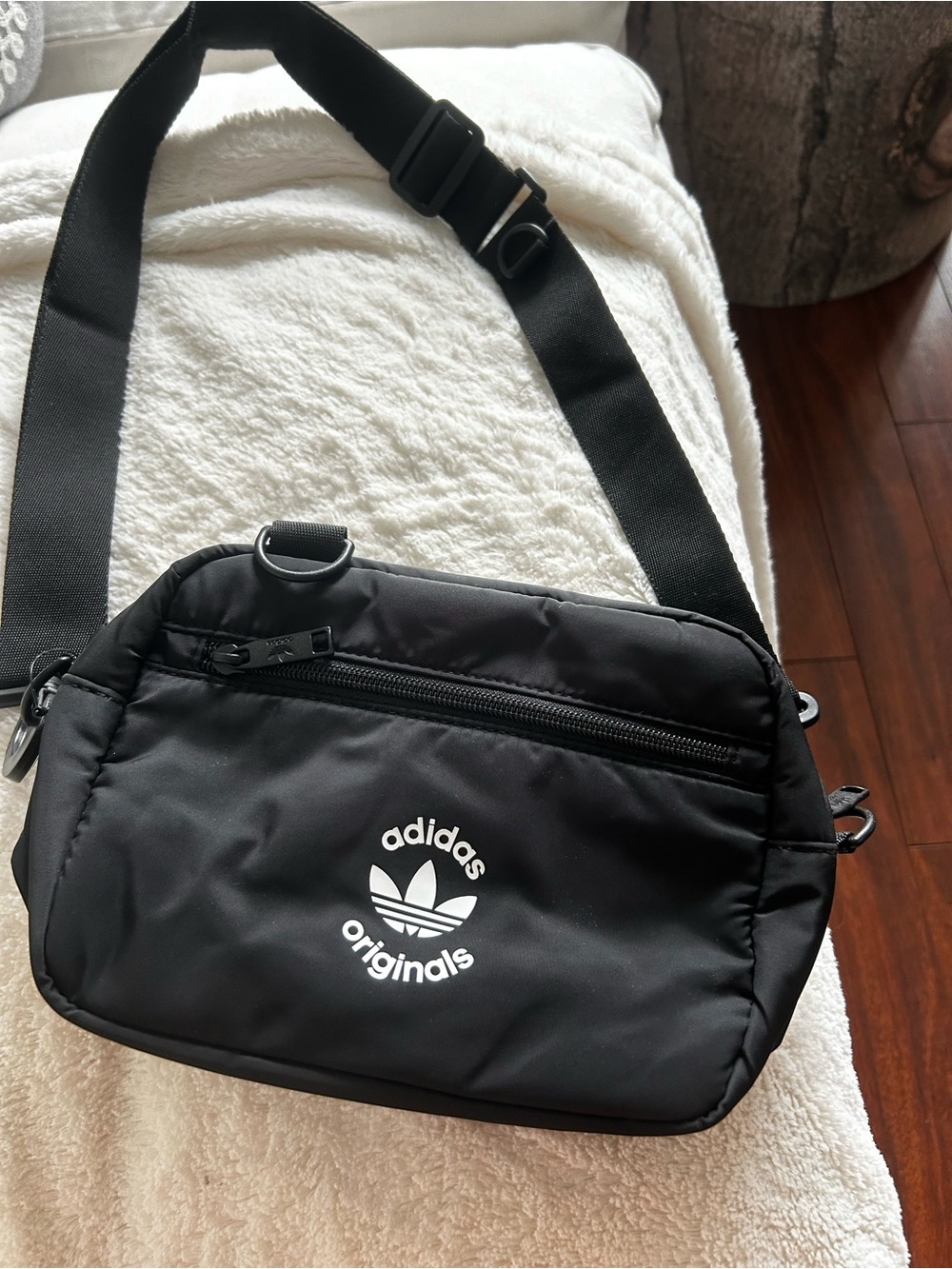 adidas Originals black waist / crossbody bag with white trefoil
